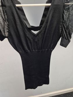 BEBE RET-TRO STYLE Black Knit V-Neck Mini Dress