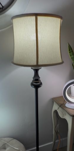 Brown and beige lamp.