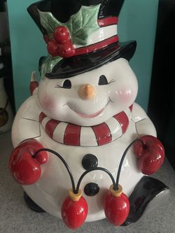 Collectible Snow Man Cookie Jar  Fitz And Floyd 