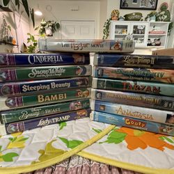 13 Disney VHS Lot Black Diamond + Classics Cinderella Bambi Tarzan Snow White..