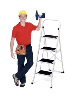 DELXO Step Ladder Folding Step Stool 4 Step Ladder with Handrails Heavy Duty Ste
