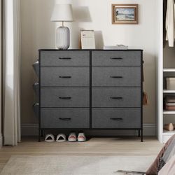 8-Drawer Dresser for Bedroom, Chest of Drawers with Side Pockets, Drawer Dividers, Fabric Storage Organizer for Closet, 13.8 x 42.1
