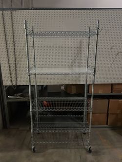 Chrome 5 shelf cart on wheels