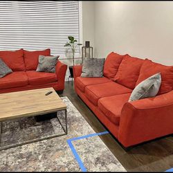 Sofa and loveseat-red