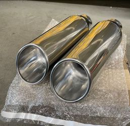 2 Pack, Borla 2.25in Inlet 4in Round Rolled Angle Cut Resonated x 13in Long Exhaust Tip