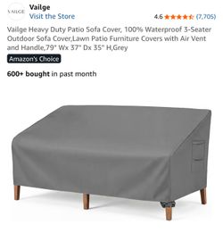 Vailge Heavy Duty Patio Sofa Cover, 100% Waterproof 3-Seater Outdoor Sofa Cover,Lawn Patio Furniture Covers with Air Vent and Handle, 79" Wx 37" Dx 35
