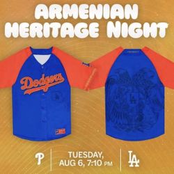Los Angeles Dodgers Armenian Heritage Jersey 2024 Size XL DODGERS STADIUM SGA