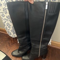 Black Leather Knee-High Boots