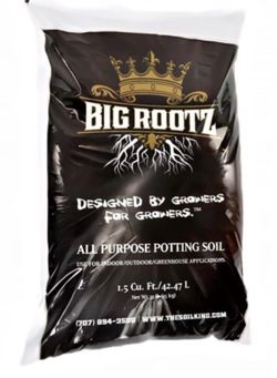Soil King Big Rootz Organic Potting Soil Mix, CDFA & EnvirOganic Certified, pH Adjusted with Mycorrhizae Balanced Fertilizers & Minerals for Long-Las