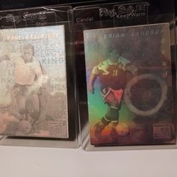 PAUL GASCOIGNE -ENGLAND-  AND BRIAN LAUNDRUP DENMARK HOLOGRAM CARDS WORLD CUP USA 1994. 