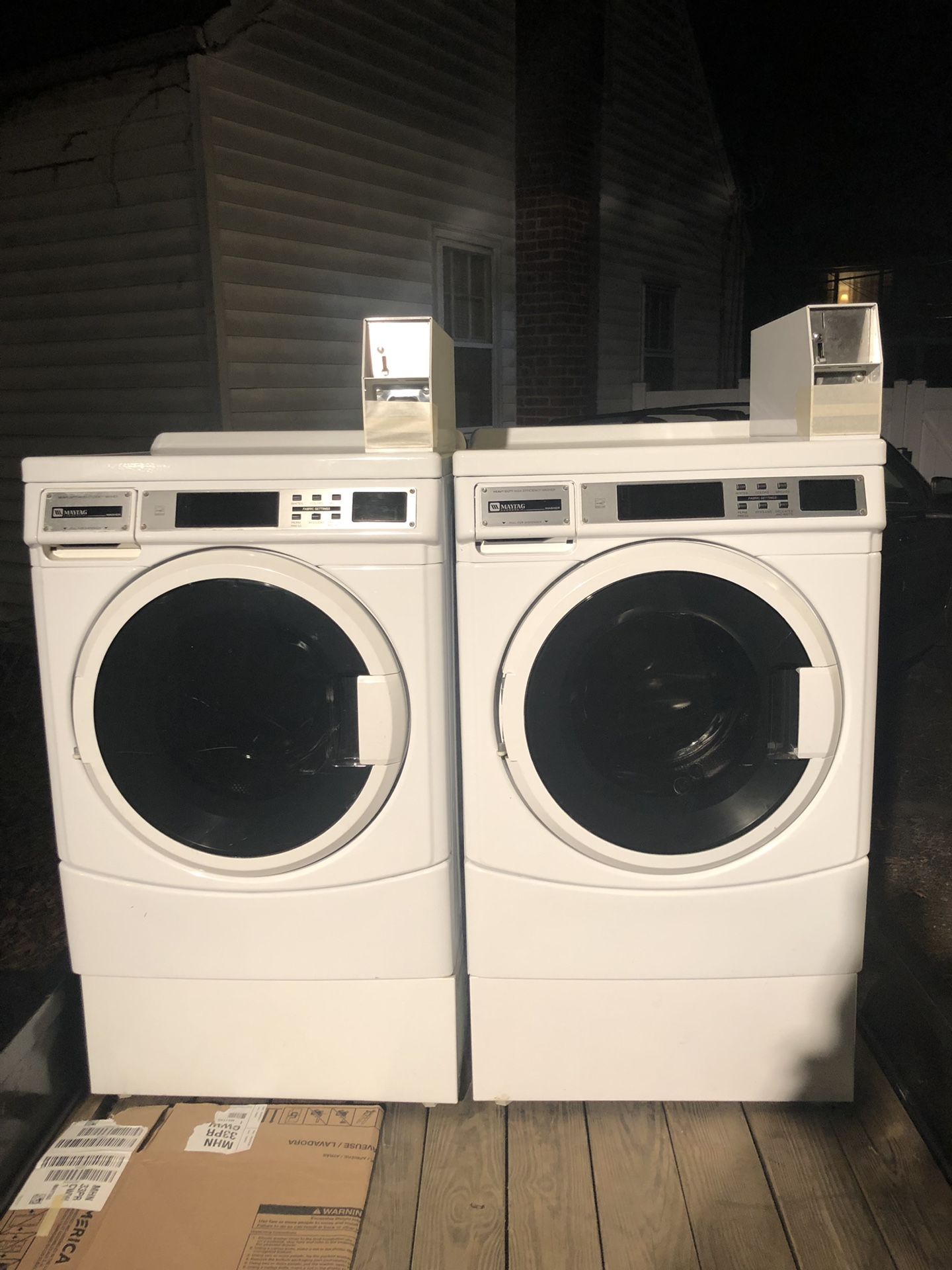 Maytag front loader washer with base.coin operated