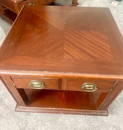 Real Cherry Wood End Table with Drawers