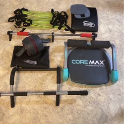 Home Workout Gym Equipment - Ab Roller, Pull-up Bar, Core max, Agility Ladder & Tailbone Pad