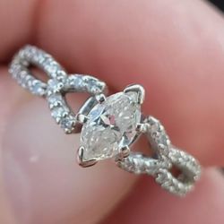 14kt White Gold Diamond Engagement  Ring  Size 6 3/4