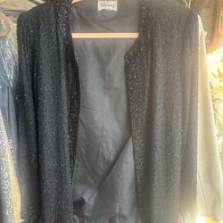 Women’s Black Beaded Blazer Size Large