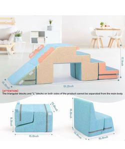 Indoor Soft Climb and Crawl Play Climbing Toys for Creativity & Imagination, (Linen-Blue-Pink)$30