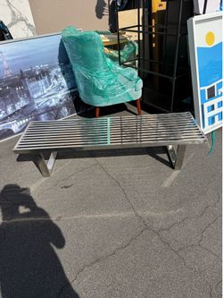 Modern Chrome Slat Bench