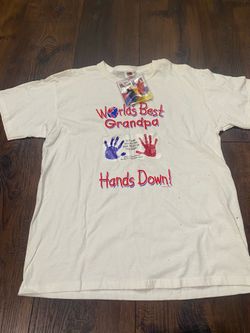 NEW worlds greatest grandpa hand print paint shirt size large #22