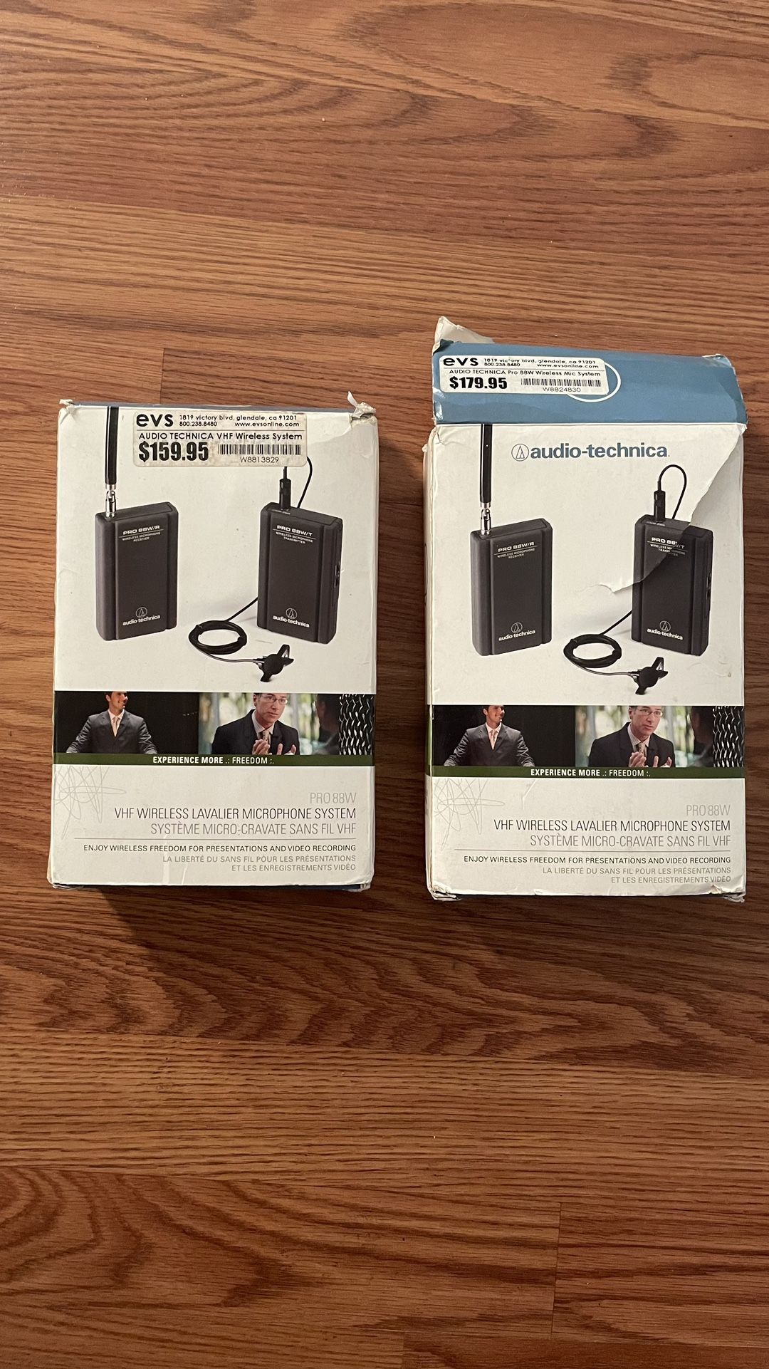 AUDIO TECHNICA VHF WIRELESS LAVS PRO 88W - LIKE NEW (SET OF TWO)