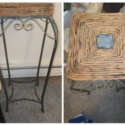 End table/ plant stand with wicker top 33" tall $20