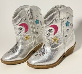Tucker + Tate Silver Metallic Celestial Cowgirl Boots