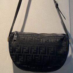 Black Authentic Vintage Fendi  FF Bag 