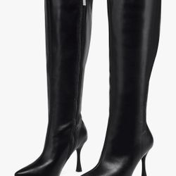 GENSHUO Knee High Heel Boots for Women Elegant Pointed Toe Stiletto Boots Trendy Side Zipper Women’s Heel Stylish and Sexy Design