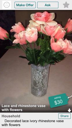 New flower lase rhinestone vase