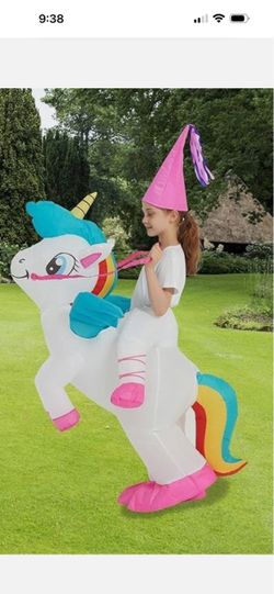 Inflatable Kids Unicorn Halloween Costume NO HAT. Should fit a child about 4 to 6 years old.