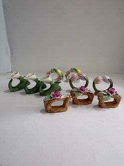 Lot of 10 Vintage Pia Bone China Floral & Fruit Napkin Rings Philippines