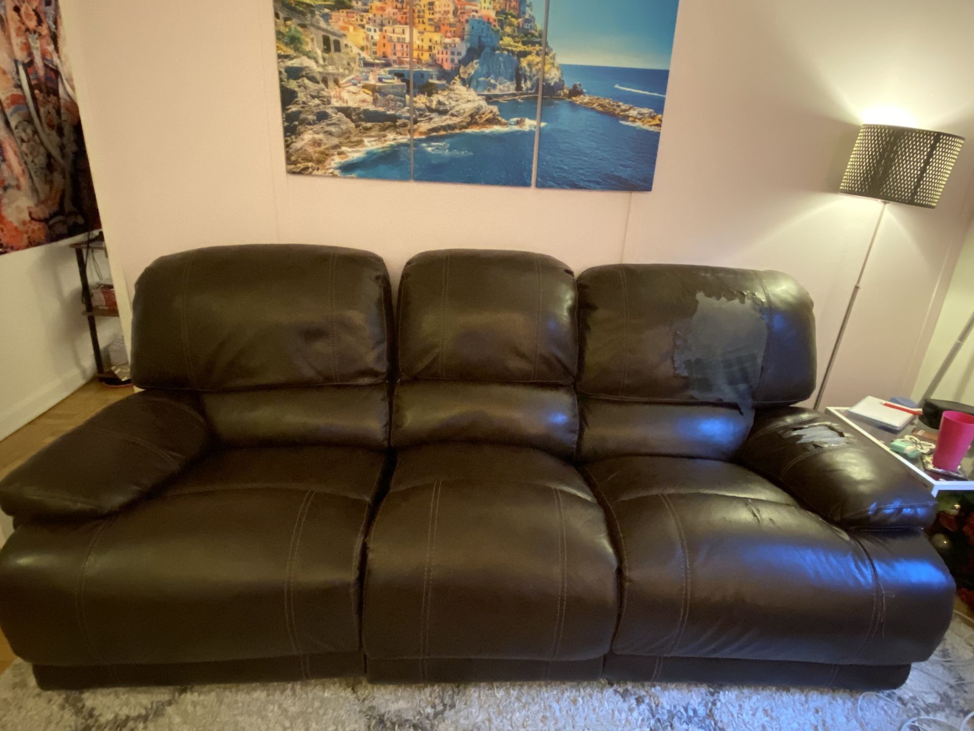 Leather brown couch - FREE!!