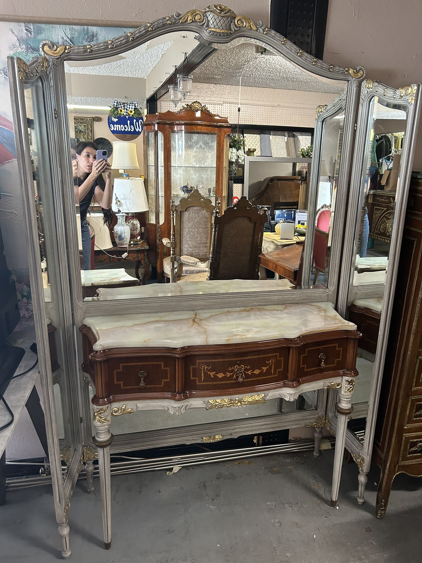 Twin Bedroom Set , vanity and night stand , Louis XVI