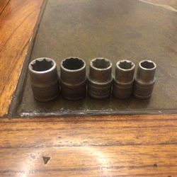 5 Vintage S-K Standard Sockets For 1/4” Drive