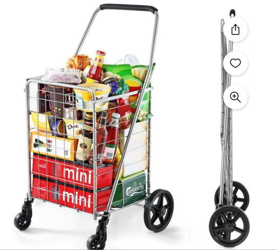 Wellmax Folding Grocery Utility Shopping Cart With Swivel Wheels Medium Size