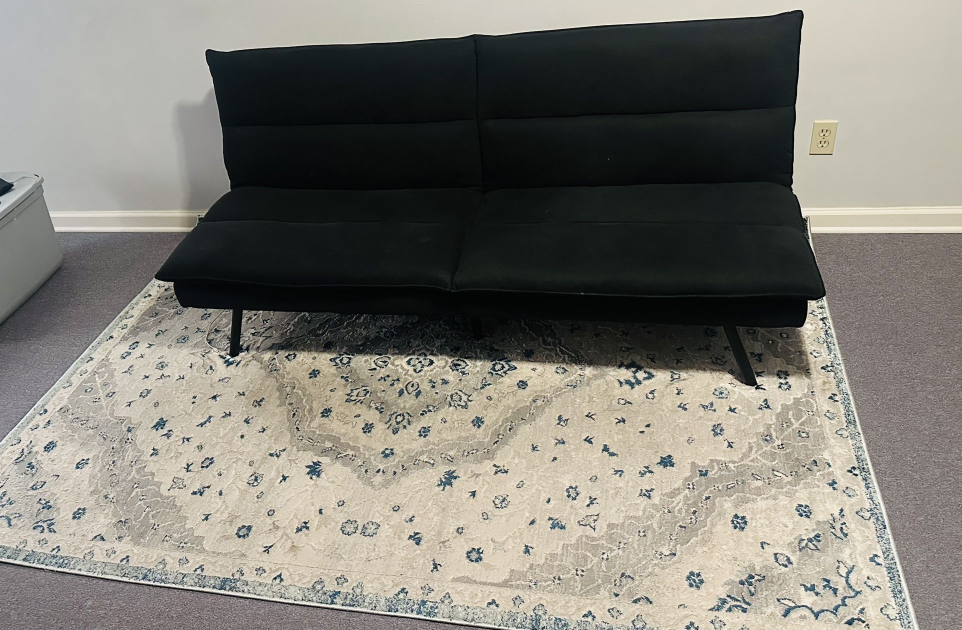 Black Faux Fur Futon