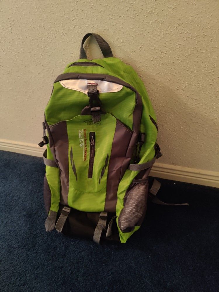 Green Hiking School Backpack 