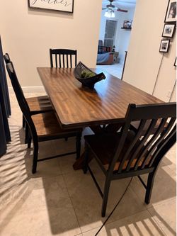 Wood Dining Set with table, bench, and 4 chairs