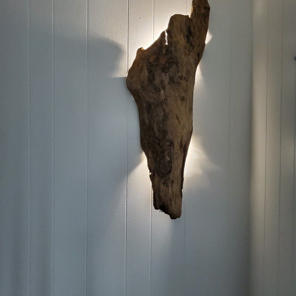 Rustic wood lamp wall sconce. New
