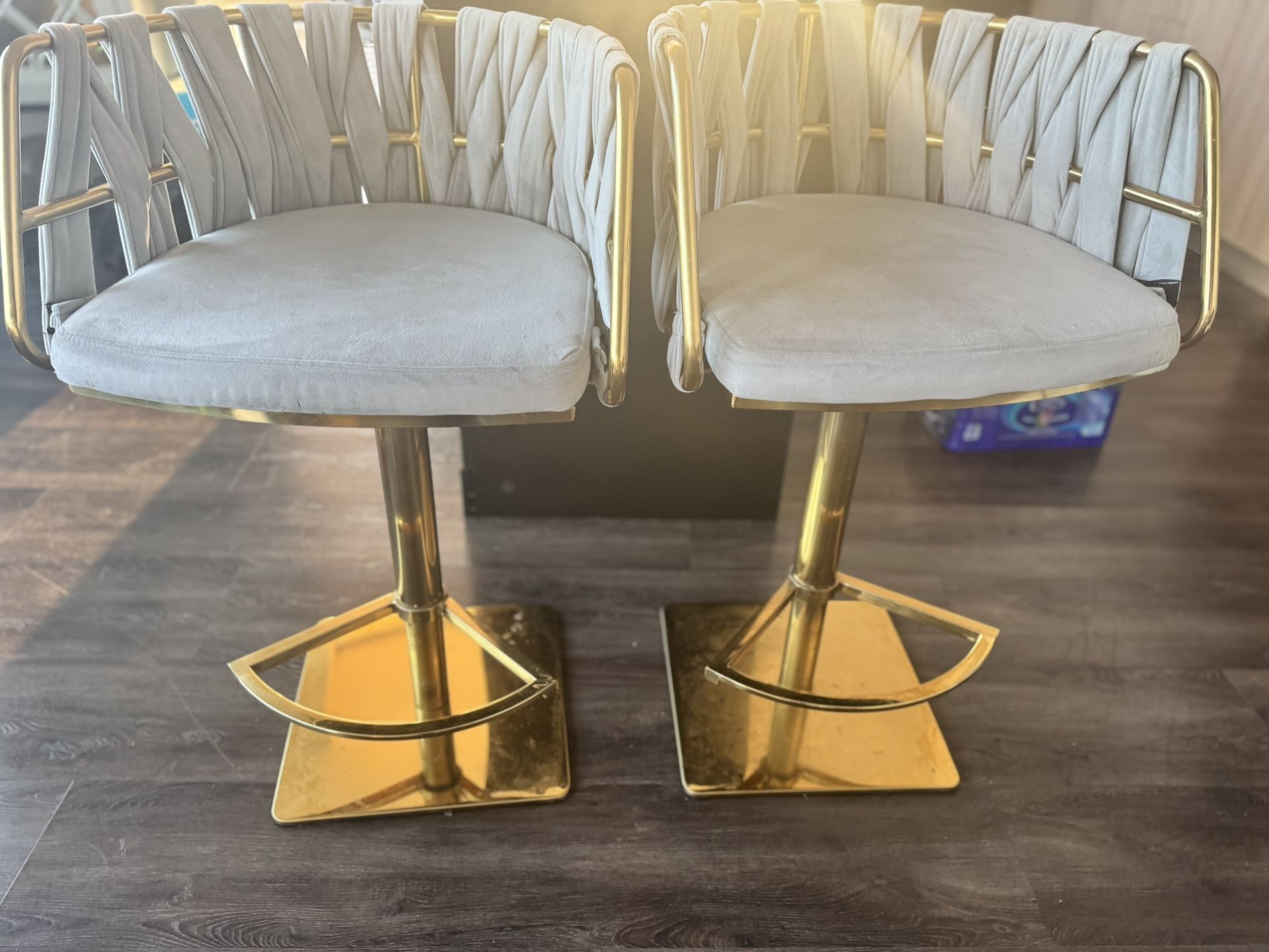 Two Modern swivel Bar Stools 