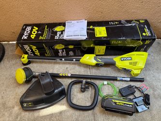RYOBI 40V 15 in. Expand-It Attachment Capable String Trimmer with 4.0 Ah Battery and Charger