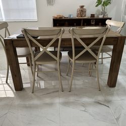 Wood Dinner Table Set + Buffet 