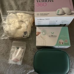 Willow 360 Breast Pump + Accessories (Open Box, Never Used)