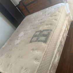 Used Queen Size Mattress With Box spring and headboard 