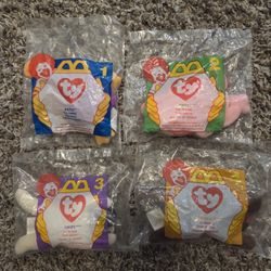 MCDONALDS TY 1993/1996  TEENIE BEANIE BABIES VINTAGE (SET Of 4) SEALED
PATTI, PINKY, CHOPS & CHOCOLATE! 