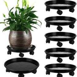 4 Packs Plant Caddy with Wheels 11.8" Plastic Rolling Plant Dolly Coasters Heavy-duty Wheeled Planter Mover Rollers Indoor Outdoor Wheeled Flower Pot 