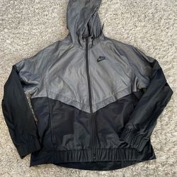 Nike Sportswear NSW Windrunner Chambray Jacket - Black / Shimmering Gray - Size Small