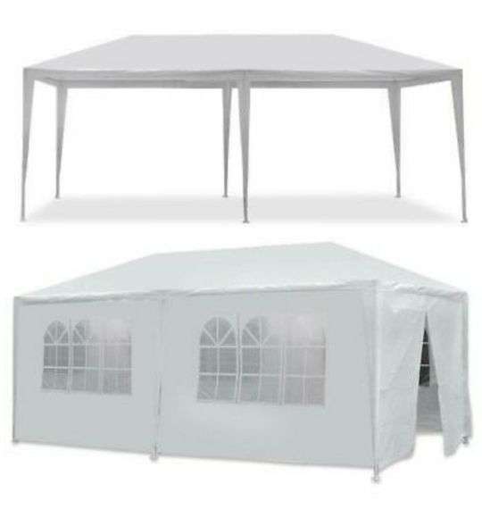 White 10 x 20 ft Outdoor Gazebo Party Tent with 6 Side Walls Wedding, Party