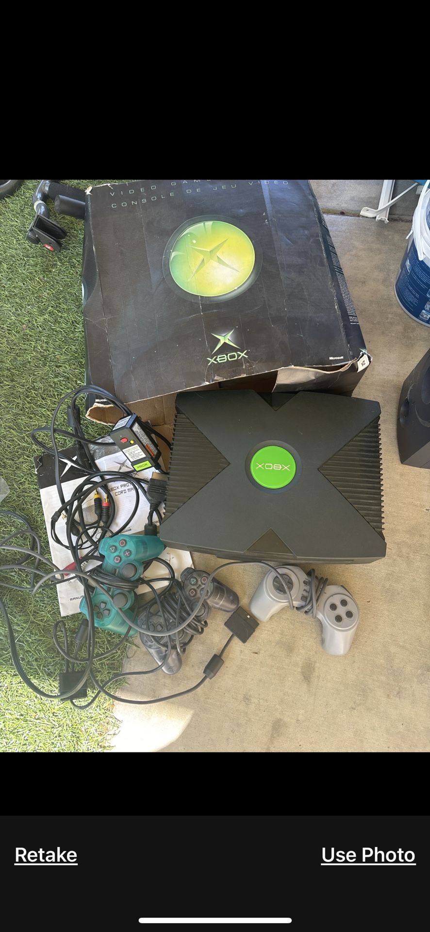 Original Xbox And 3 Controllers