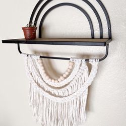 Boho Rainbow Macrame Shelf