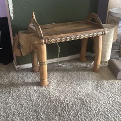 Elephant head wooden bench stool